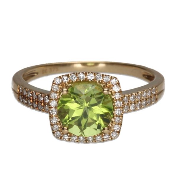 9k Gold Diamond &amp; Peridot Ring