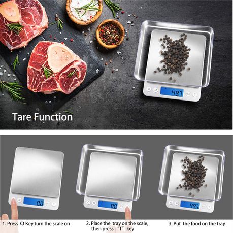 Digital Food Scales 3000g/ 0.1g Gram Scale with 2 Trays Small Jewelry Scale  Unit Conversion/Tare/Count Function for Cooking Food