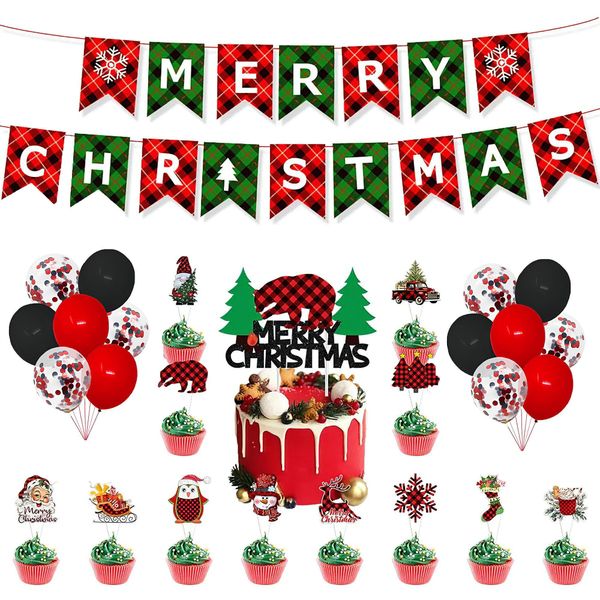 ValuePlus Merry Christmas Decoration Party Decoration Set Banner Ornaments