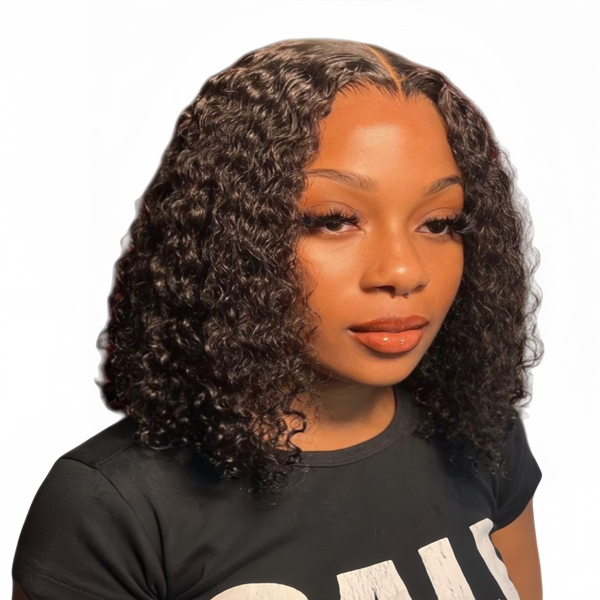 Luvée 12-inch Water Wave Wig Full Frontal Human Hair Transparent Lace