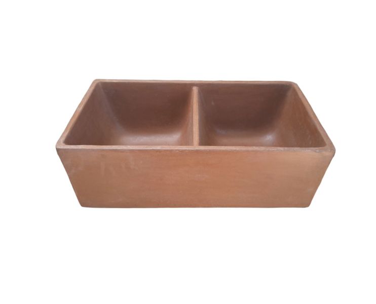 Large Choc Plum Double Concrete Kitchen Butler Basin 800x400x260mm