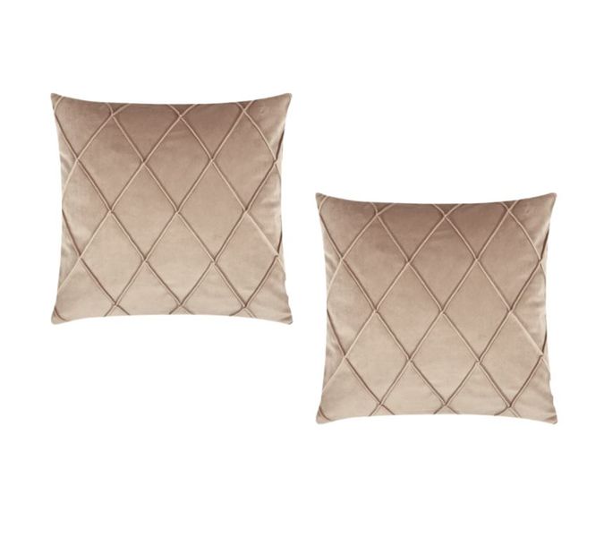 She Made Me - Set of Two Velvet Diamond Throw Cushions - Inner Included