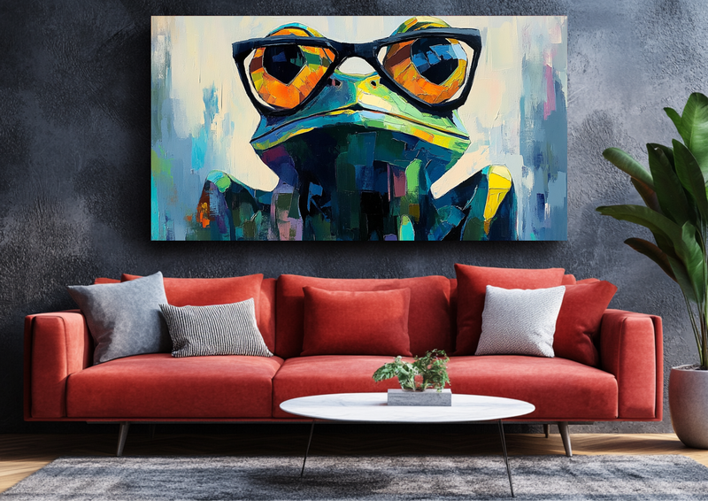 Canvas Wall Art - Geometric Frog in Glasses - BX0308