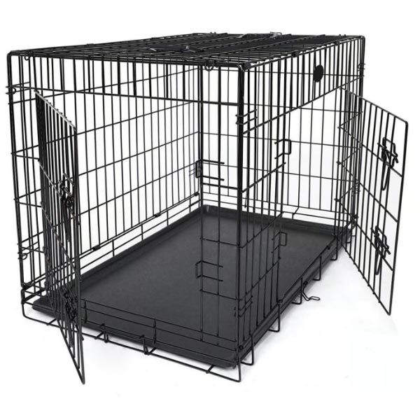 Portable Dog Cage 2 Doors - Fold able, Transportable, With Handles And Tray