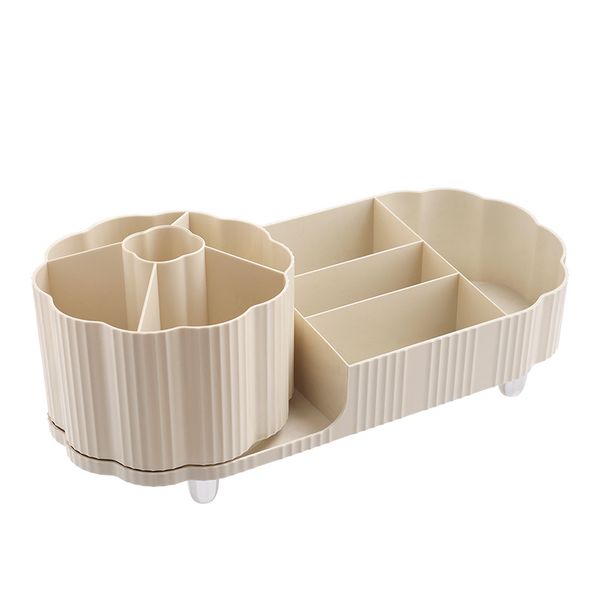 Cosmetic Storage Box - Rotating Brush Holder &amp; Large Capacity Vanity Box.