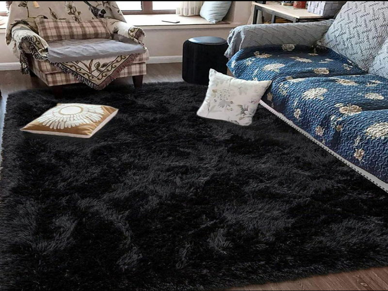 Black and White Premium Fluffy Carpet And Rug Shop Today. Get it Tomorrow!
