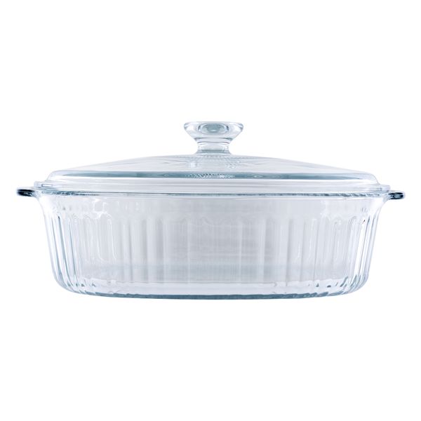 Consol Toledo Oval Ribbed Glass Casserole with Lid, 3.5 L