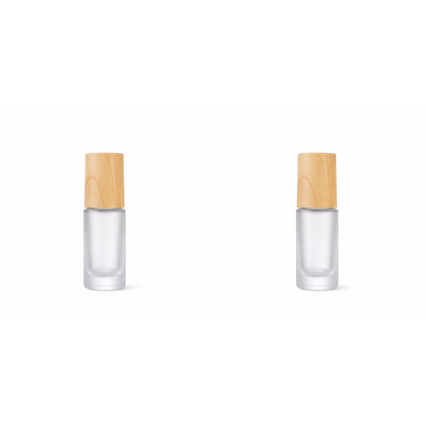 2 Pack 5ml Frosted Glass Bottle With Wooden Lid - Transparent