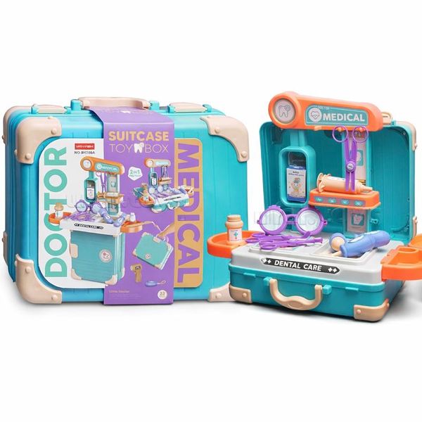 2-in-1 Kids' Medical Suitcase Playset - Doctor &amp; Dentist Tools, Portable