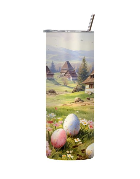 Egg Hunt 20 Oz Tumbler with Lid and Straw Easter Graphic Design Present 091