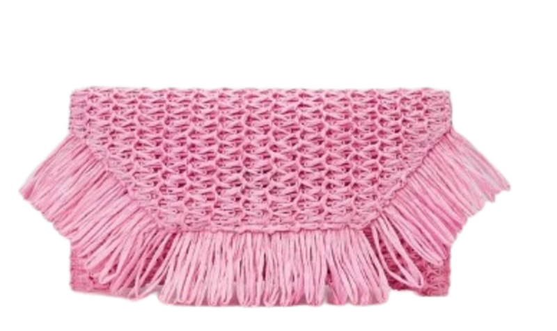Flap Straw Fringe Cutch Bag