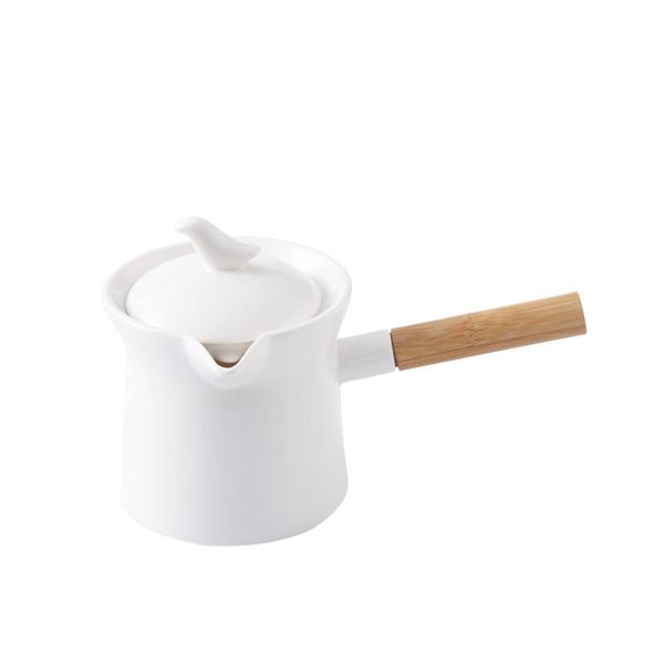 White Ceramic Ceramic Kettle Japanese Style Tea and Coffee Kettle White Po