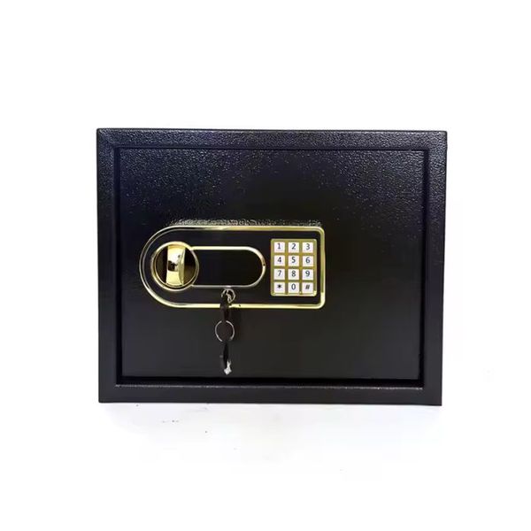 Electronic Safe with Keypad and Override Key - Black and Gold