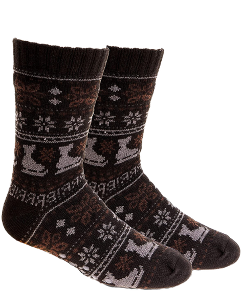 New Men Fuzzy Slipper Socks Thick Warm Heavy- p brown