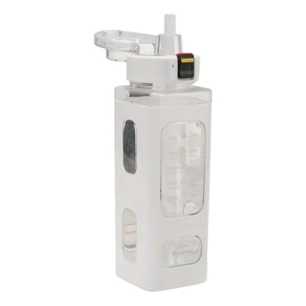 700ml LeakProof Time Marker Sports Water Bottle with Straw - White