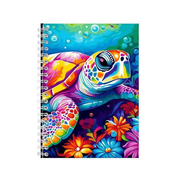 Pink Tulips And Sea Turtle Neon Notebook Gift Idea A4 Notepad Pad 75