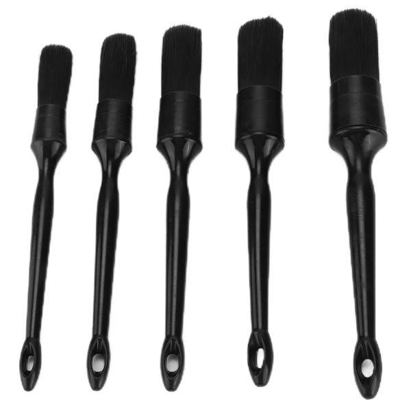 Car Cleaning Detailing Brush Set 5PCS Black Pure Mane Microfiber