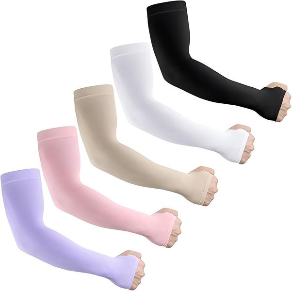 5 Pair Sun Protection Cooling Arm Sleeves for Men &amp;Women,Compression Sleeves