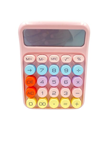 Bubble Key Calculator - Big Display Desk Calculator - Pastel Colours