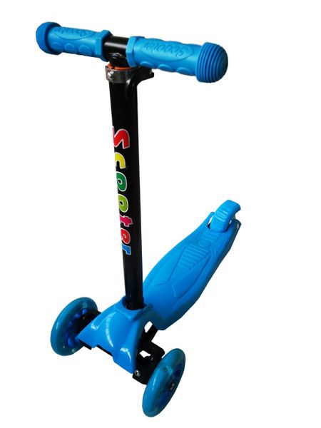 Kids T-Bar Scooter- with Brake and Light Up wheels - Blue