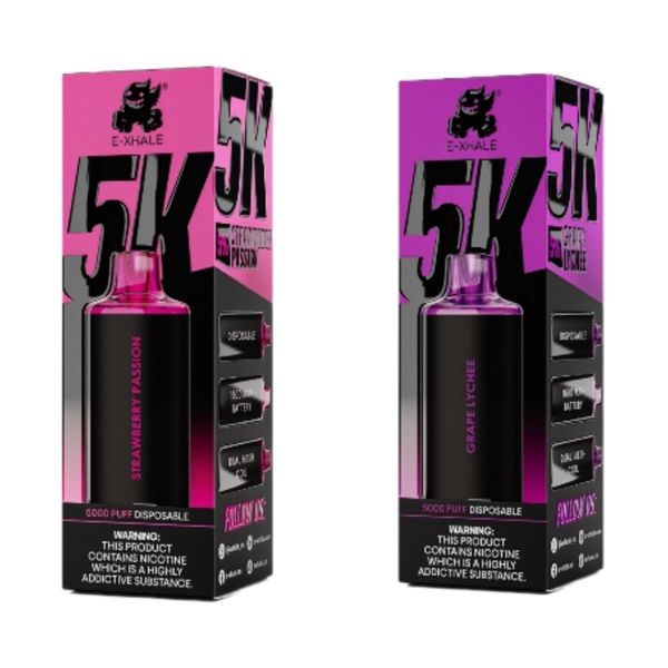 E-Xhale 5000 Puffs Disposable Vape - Grape Lychee &amp; Strawberry (Pack of 2)