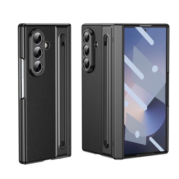 Phone Case Compatible With Samsung Z Fold 7 Leather Hinge Folding Cover