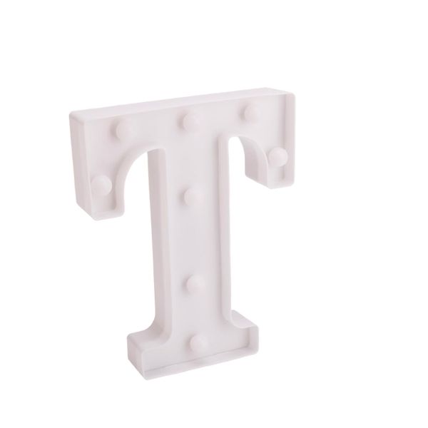 White Plastic Wall Mount 22 cm LED Letter T