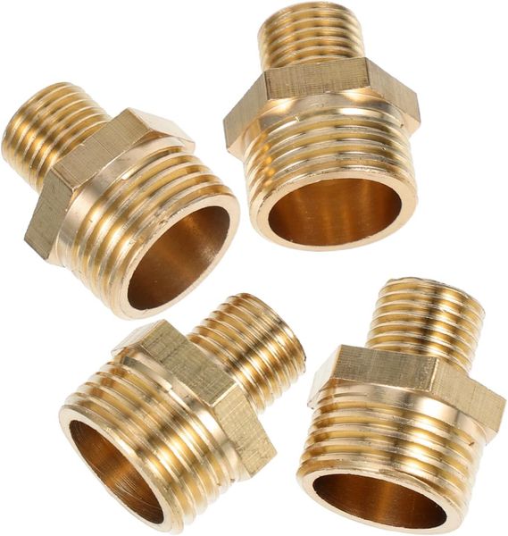 4Pieces Brass Pipe Reducer to Connector Brass Adapter for Garden Irrigation