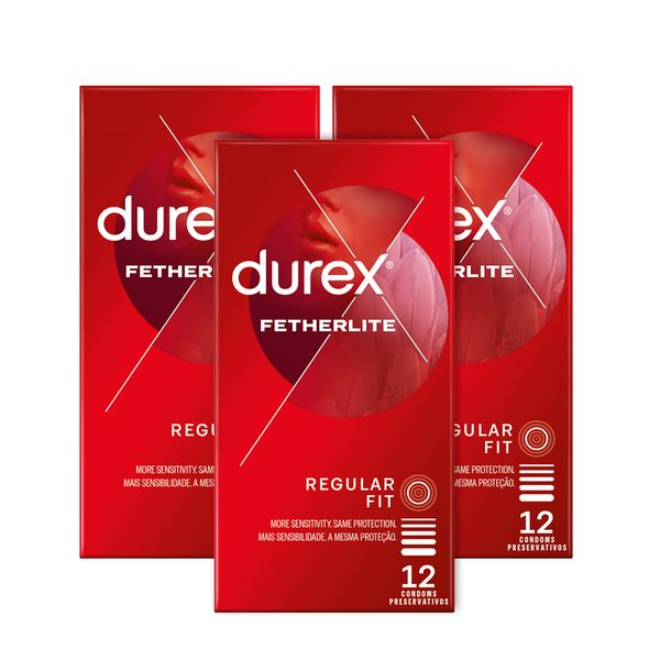 Durex 12s x 3, Bulk Thin Condoms with Lubricant, Fetherlite