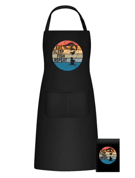 Fishing Camping Fun Kitchen Braai Apron - Eat Sleep Fish Repeat