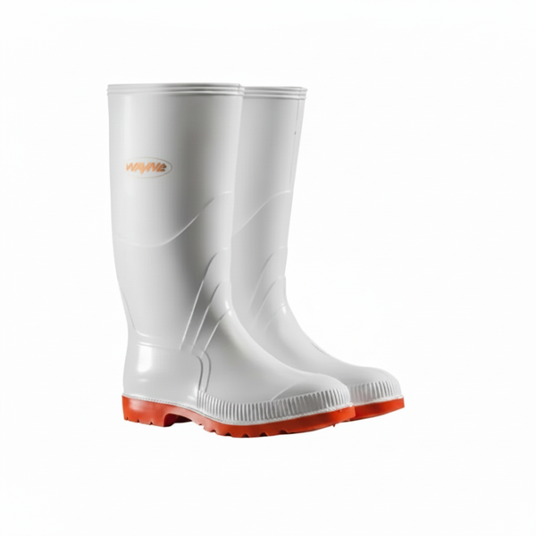 Gumboots Men's Knee-Length Waterproof Gumboots White/Red - 2 Pack