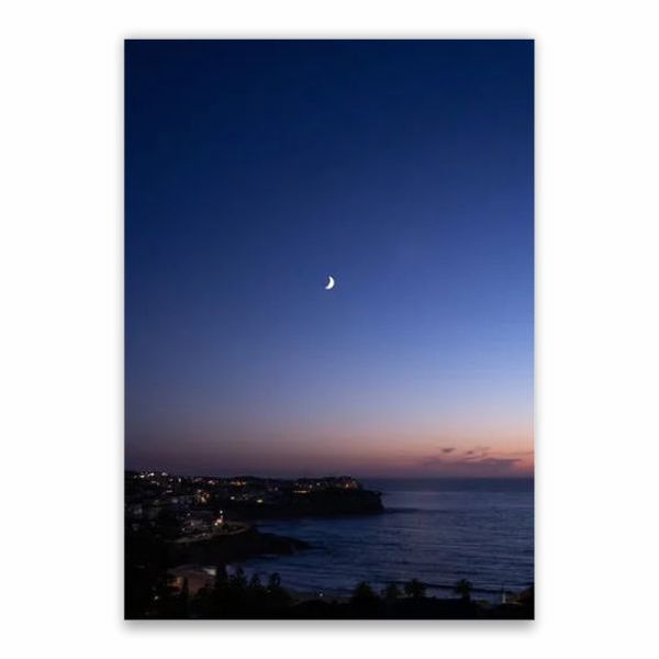 Half Moon At Night Coast Poster - A1