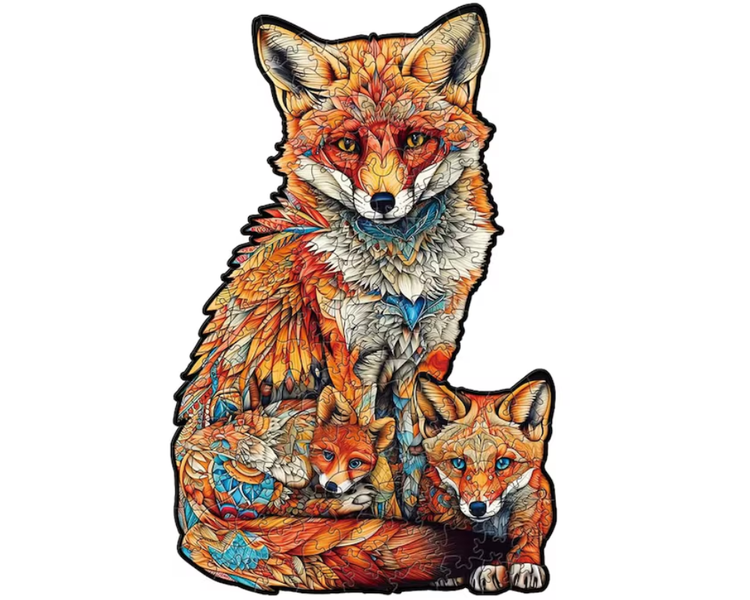 MorFansi Colorful Wooden Puzzle Creative Gift Children Teenagers Fox Shape