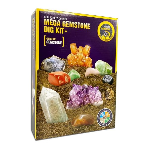 Dig Up 15 Real Gemstones and Crystals, Science Kit for Kids