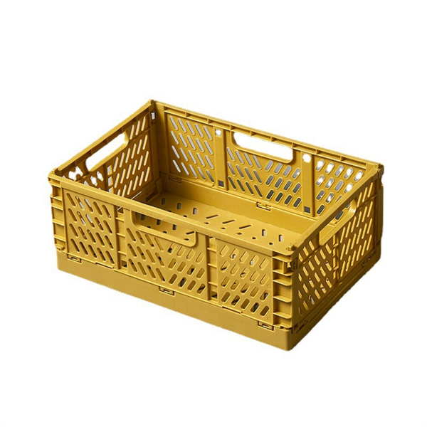 Folding Storage Box Basket Utility Cosmetic Container Desktop Yellow