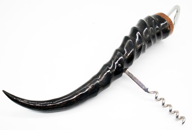 African Springbok Horn Bottle Opener and Corkscrew Bar Tool