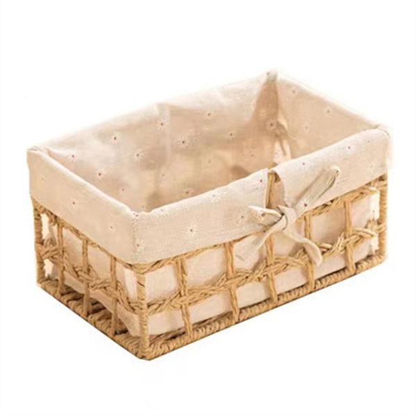 Wicker Storage Basket Hand-Woven Paper Rope Rectangular Storage Box C
