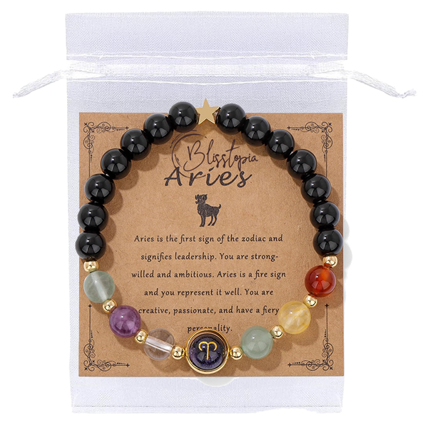 Blisstopia 12 Constellation Zodiac Bracelet with Card &amp; Bag - Abundance