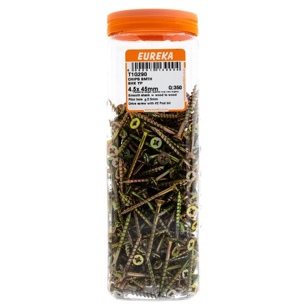 EUREKA Chipboard Screws Full Thread Yellow Zinc 4.5 x 45mm Q:350 T1G290