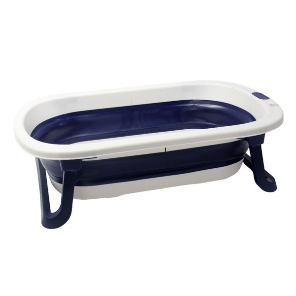 Foldable Baby Bath Tub - Lightweight &amp; Sturdy - Blue &amp; White