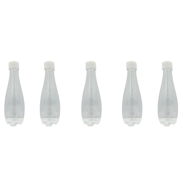 5 Pack Reusable 330ml Clear Plastic Teardrop Water Bottle with White Lids
