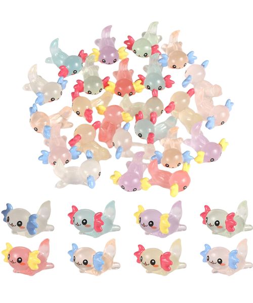 Luminous Resin Axolotl Miniature Figurine,Tiny Animal Figurines for Garden