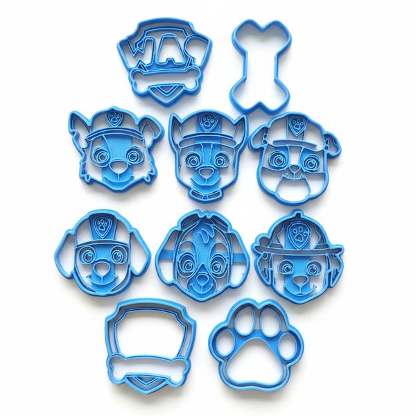 Small - 10-Piece Paw Patrol Cookie Cutter Set - Rescue Team Collection