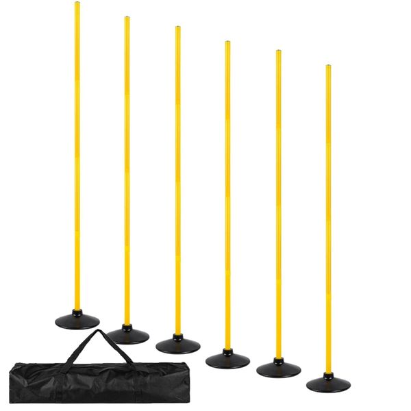 6PCS Adjustable Agility Poles Set with Carry Bag Sports Training Equipment