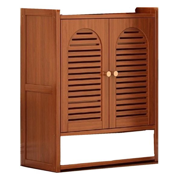 Decor 2-Doors Wood Shutter Bamboo Hinged Door Shoe Rack Organizer -60cm