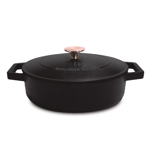 Berlinger Haus 26cm Cast Iron Shallow Pot - Matt Black
