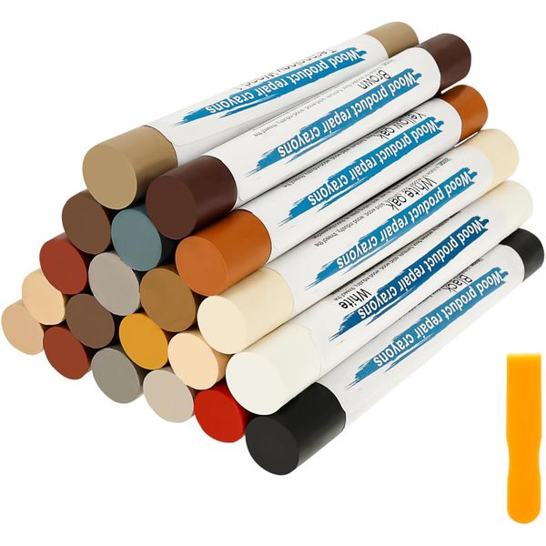 21Pcs Wood Filler Sticks with Scraper, Furniture Repair Kit for Scratches