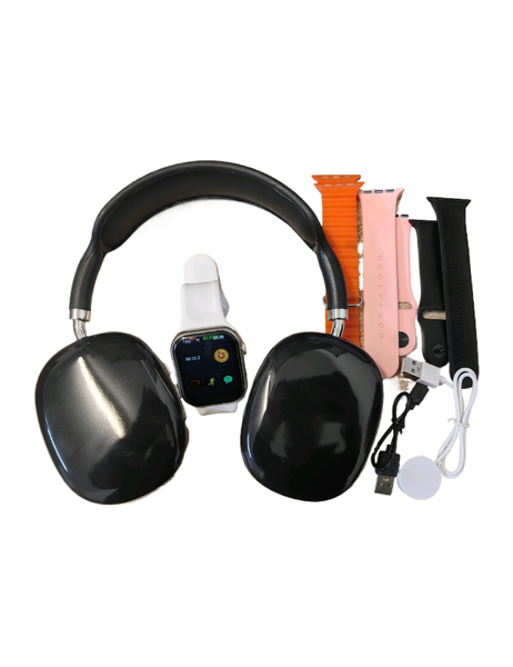 Smart Watch with 4straps + Bluetooth Headphone Combo Set