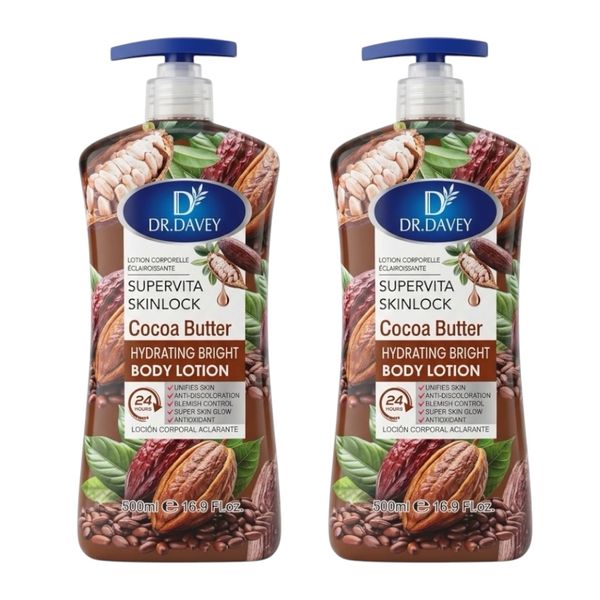 Pack of 2 - Dr Davey Cocoa Butter Extra Glow Moisture 24H Body Lotion 500ml