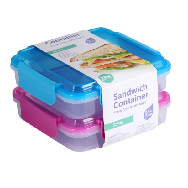Kitro Blue and Pink Square 2 Lunch Box